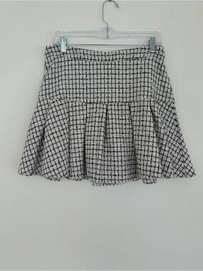 37 Orchard Black & White Textured Box Pleat Mini Skirt NWT M